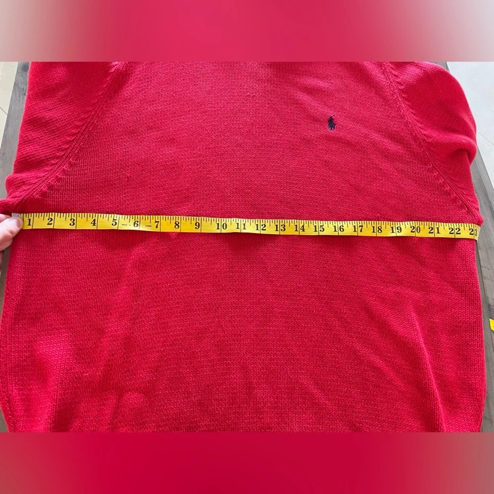 POLO Ralph Lauren Crew Neck Cotton Red Pullover Sweater Size M Mens